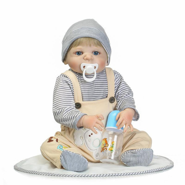 New 22" 56cm Fashion Girl Boy Doll Reborn Full Body Silicone Vinyl Can Enter Water Bath Doll Toys Baby Gift Reborn Realista Toys