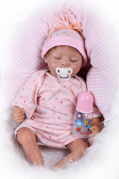 53cm Silicone Baby Reborn Dolls Lifelike Sleeping Doll Reborn Babies Toys Girl Pink Princess Gift Kid New Year Birthday Gifts
