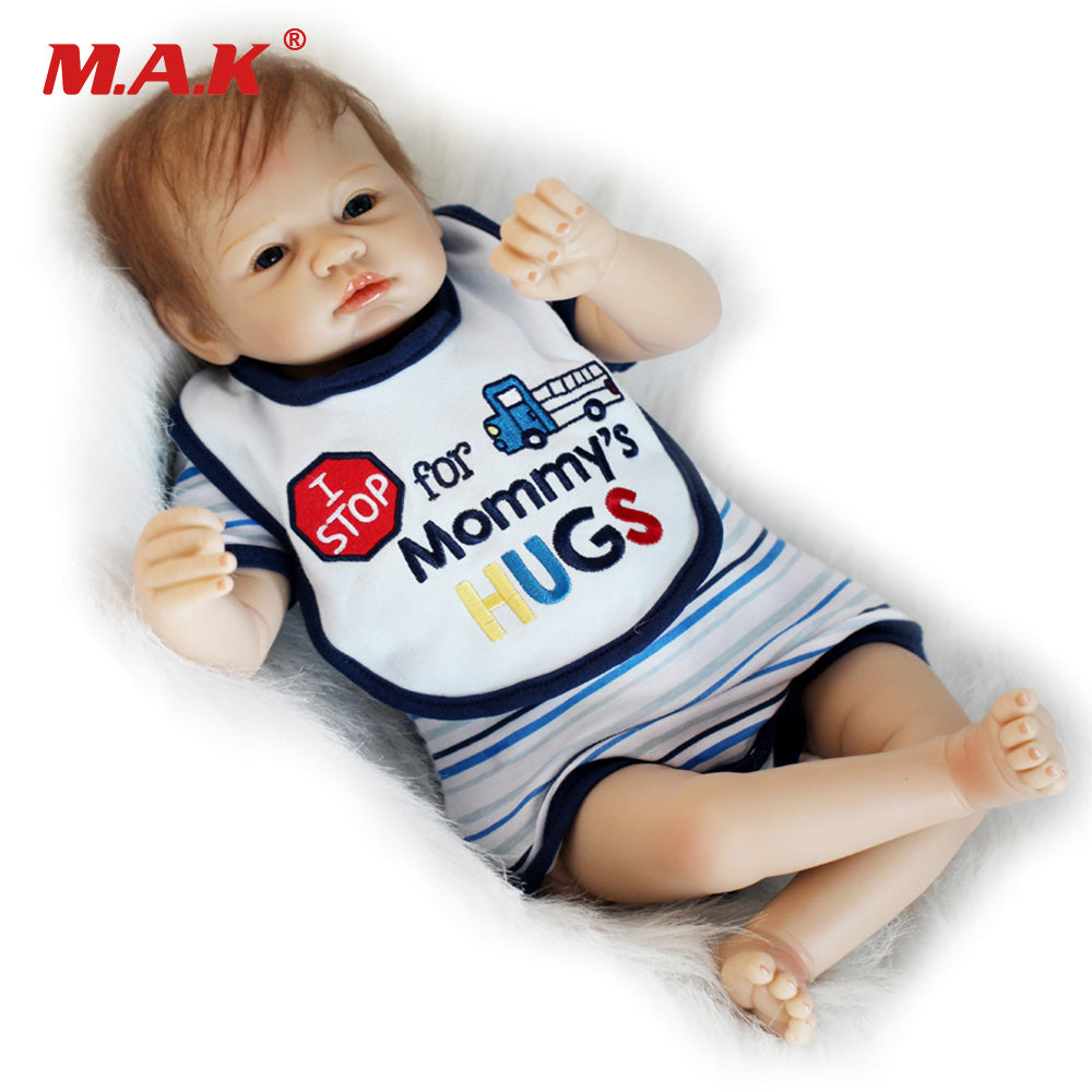 22 inches 55CM Silicone Vinly Bebe Dolls With Blue Eyes Baby Reborn Boy Toys for Children Birthday Gift