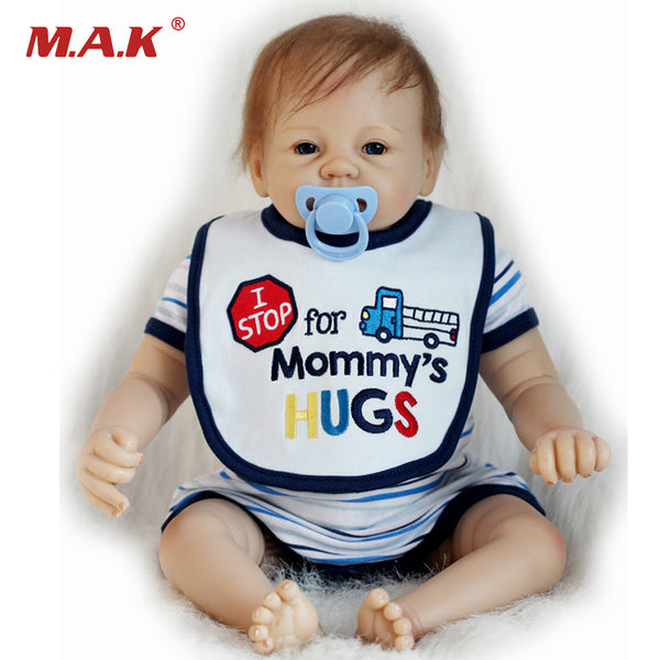 55cm Lifelike Baby Dolls Boneca Reborn Boy with Blue Eyes Silicone Vinly Dolls Children Birthday Gifts Toys