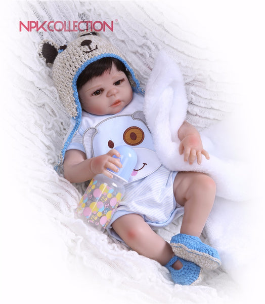 NPK 19inch 46cm Adorable Reborn Doll little Full Silicone Bebe Reborn Boy Doll Boneca Fashion Baby Dolls For Girls Xmas Gifts