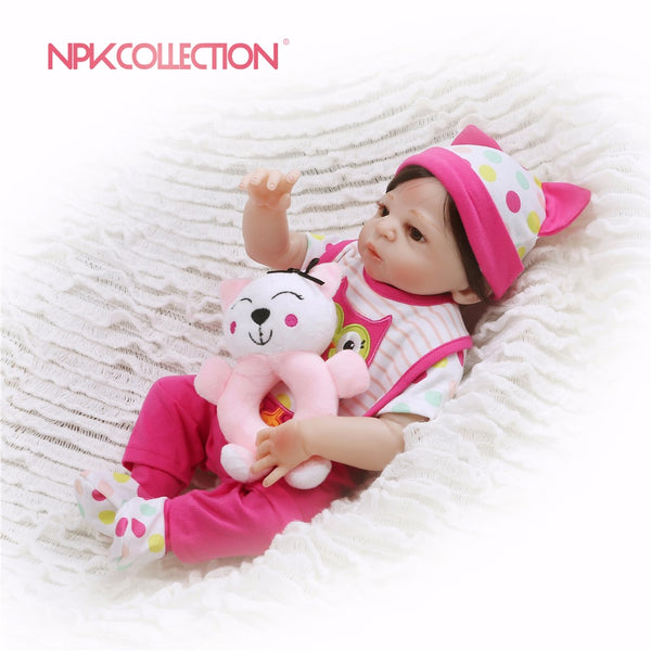 NPK 19inch 46cm Cute Cat Reborn Doll little Full Silicone Bebe Reborn Boy Doll Boneca Fashion Baby Dolls For Girls Xmas Gifts