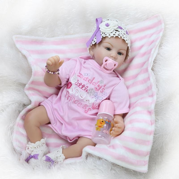 New 22" 55CM Baby-reborn Girl Doll Handmade Soft Silicone Vinyl Fashion Lifelike Boneca  For Kids Pecifier Gifts  Brinquedos