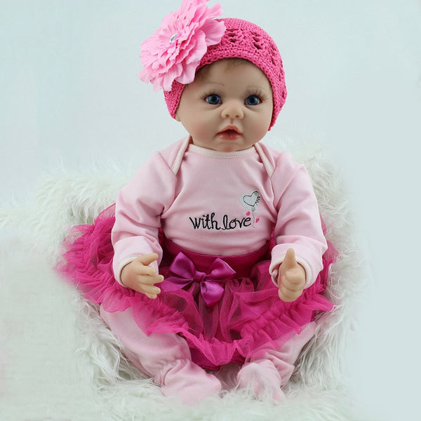 silicone reborn baby soft body girls boys doll unisex babies dolls toys for children's Day gift 55cm blue eyes Playhouse 22 inch