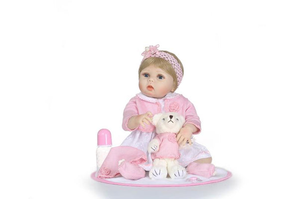 NEW silicone reborn baby dolls girls 56cm full body vinyl toys 22inch Lifelike preemie blue eyes girl Doll For Kid NPK Brinquedo