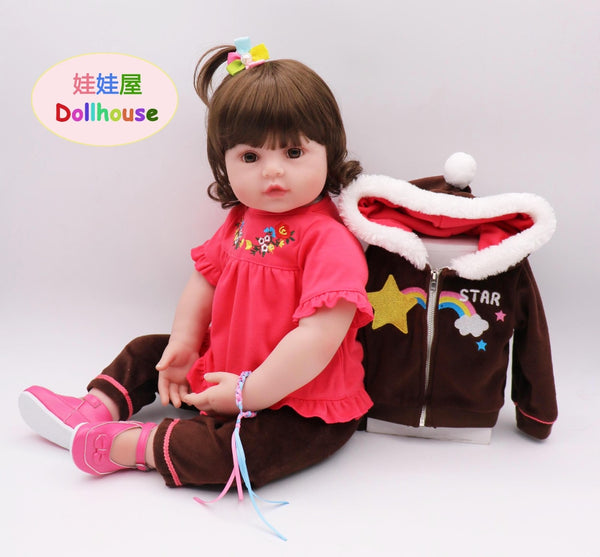 24inch silicone reborn baby dolls 61cm high quality children gift dolls alive bonecas toys For Princess Children Birthday Gift