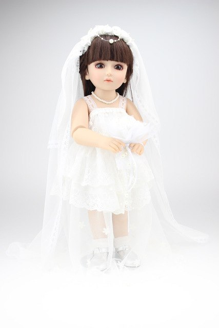 18'' SD/BJD Dolls Wedding Doll Silicone Reborn Baby Dolls Realistic Doll Handmade Full Vinyl for Chilldren Gift Free Shipping