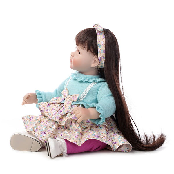 Simulation Silicone Babies Princess Doll Toys for Children's Birthday Gift,Cute 19 Inch Cute Girls Doll with Clothes Brown Eyes