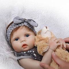 56CM Vinyl Jointed Reborn Doll Lifelike House Play Baby Dolls for Kids Playmate Christmas Gift AN88