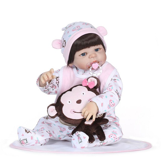 56CM/22inch 3D Jointed Lifelike Reborn Doll Soft Silicone Newborn Baby Dolls Playmate AN88