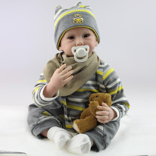 NPK 55cm Simulation Reborn Doll Silicone Baby Kids Sleeping Playmate Toy Simulator Dolls Girls Gift S7JN