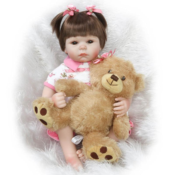 npkcollection 55cm Real soft body Silicone Girl Reborn Baby Girl Doll Toys 22'' Realistic Newborn Princess Babies Fashion Dolls