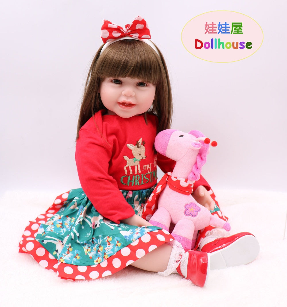 61cm  silicone vinyl boneca reborn doll kids educational toys for children juguetes brinquedos Christmas Xmas new Year's gift
