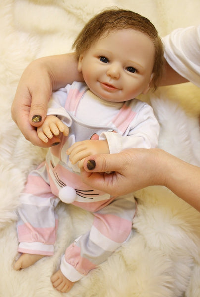 vinyl reborn doll kit DK-77 finished doll laugh toys for girls 18inch soft toys Silicone baby doll body clothes find an acrostic