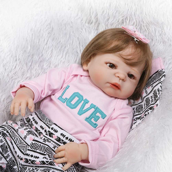 NPK 22 Inch Lifelike Reborn Newborn Doll Set Silicone Realistic Baby Dolls for Kids Playmat S7JN