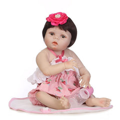 Hot Selling 56CM Full Silicone Reborn Dolls Head wearing flowers Lifelike Jointed Baby Princess Girls Toy Simulation Gift