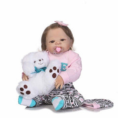 NPK 22 Inch Lifelike Reborn Newborn Doll Set Silicone Realistic Baby Dolls for Kids Playmat S7JN
