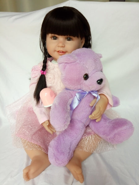 61CM newest new arrivals princess silicone Reborn Baby doll with plush toys bear bebe girls Toys for Children's Day Gift NPKDOLL