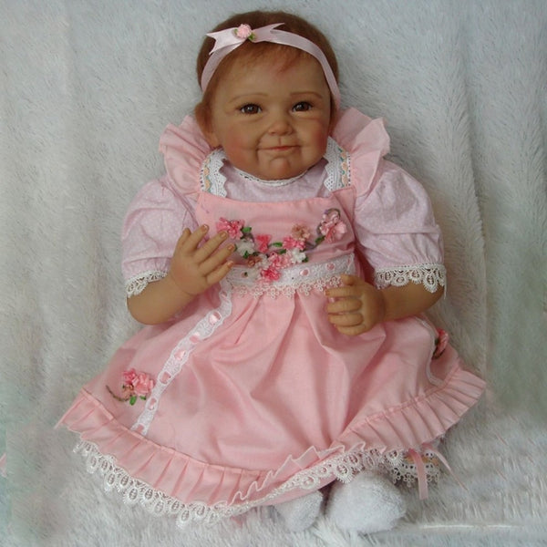 55CM Girls Smile Realistic Lifelike Silicone Reborn Newborn Baby Alive Doll Play House Toy Exquisite Birthday Gift For Girls