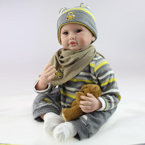 NPK 55cm Simulation Reborn Doll Silicone Baby Kids Sleeping Playmate Toy Simulator Dolls Girls Gift NSV775
