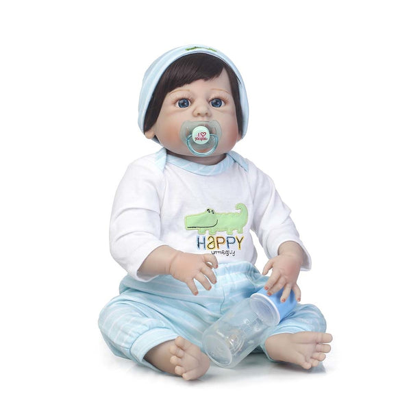 NPK 56cm Lifelike Reborn Newborn Doll Set Silicone Boy Baby Dolls for Kids Playmate Toy Gift NSV775