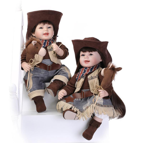 22" silicone reborn baby doll toys cowboy tiwns 55 cm bebe lovely  Fashion Ethnic Dolls for child gift for mom playmate Handmade