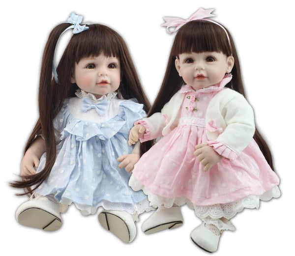 Lifelike Silicone Baby Reborn Girl Doll 52CM long hair princes NPK Bebe Doll Girls Toys can dress up