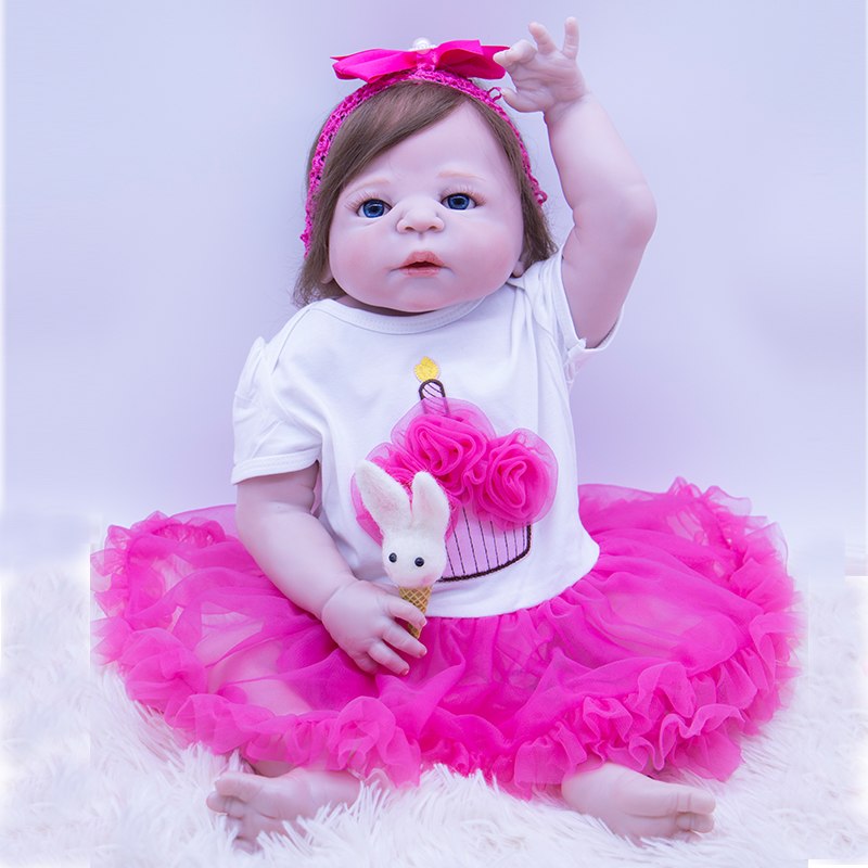NPK Boutique limited Christmas gift 57CM Silicone Bebe Reborn Boneca Alive Baby Realistic red skin Princess In Nice Dress toys