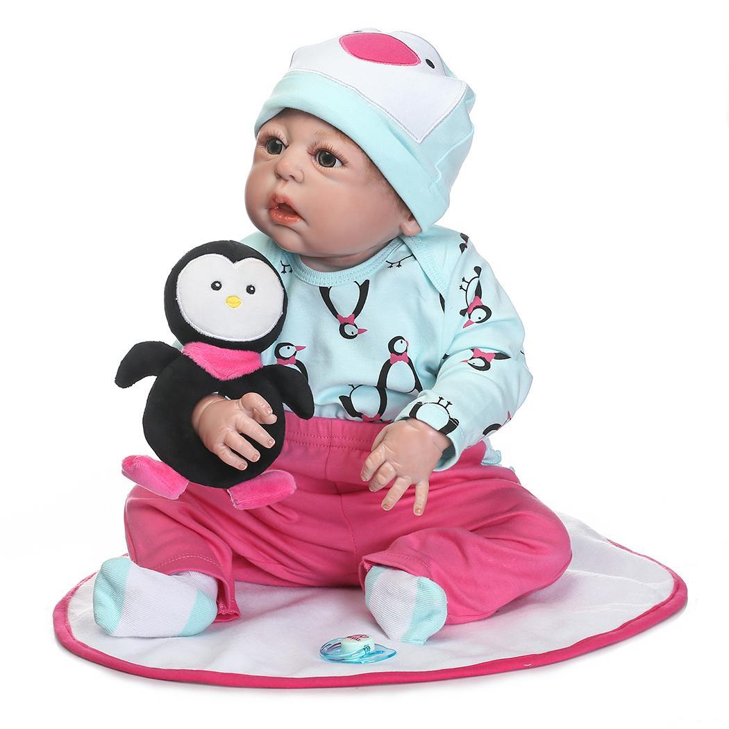 Playmate Soft With 4Years Realistic Unisex Collectibles Gift Plush Kids 2 Penguin Silicone Clothes Doll Baby Reborn