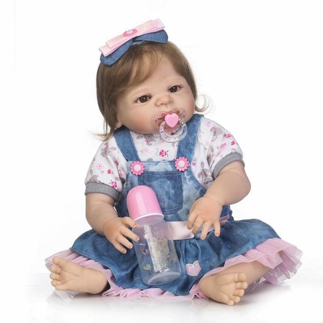 56cm Baby Reborn Doll Full Body Soft Silicone Vinyl bebe-reborn Baby Doll Toys Handmade Realistic Non-toxic Baby Girl Doll Toys