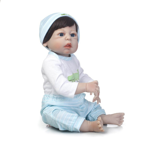 NPKCOLLECTION 56cm Reborn Baby Doll Full Body Soft Silicone Vinyl Realistic Bebe Playmate Brinquedos boneca Toys Handmade Doll