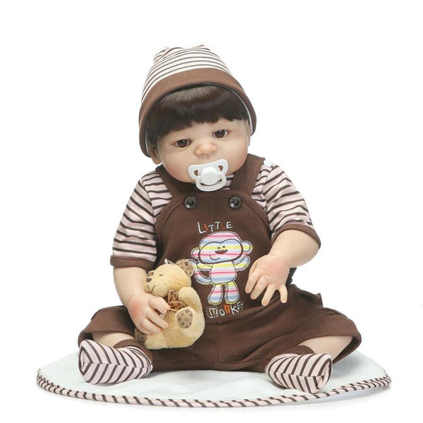 2018 New NPK 56cm Lifelike Reborn Doll Set Silicone Boy Baby Newborn Dolls for Kids Playmate Gift