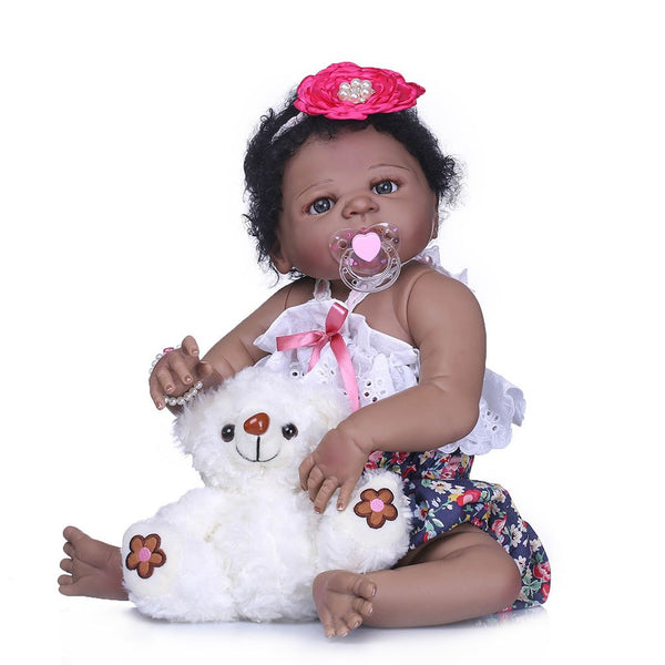 56CM/22inch 3D Lifelike Jointed Reborn Doll Soft Silicone Newborn Baby Dolls Kids Playmate 998