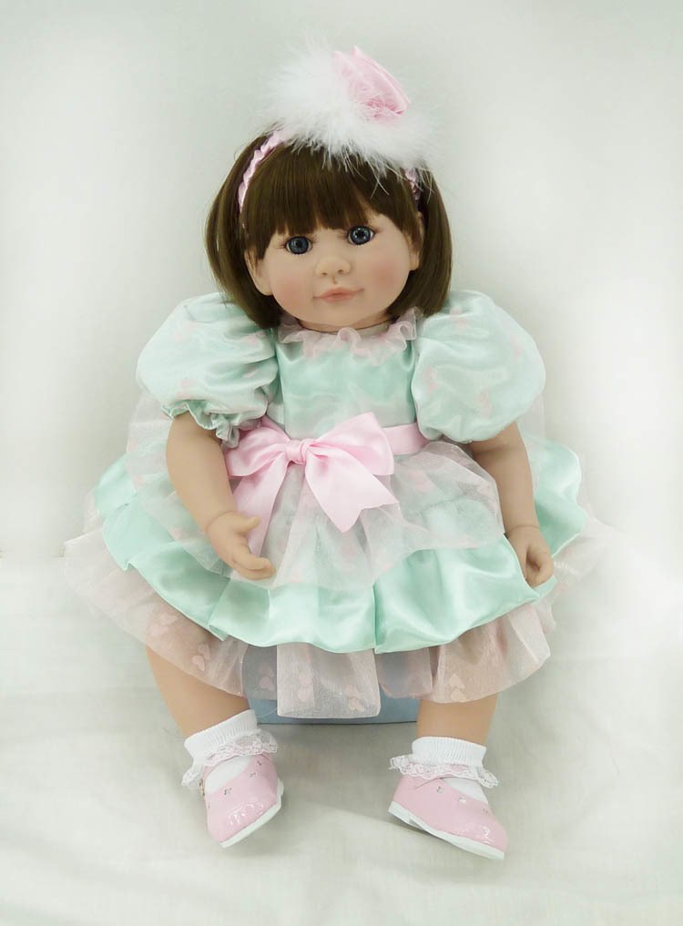 50cm Silicone Vinyl Reborn Baby Doll Toys 20inch Pink Dress Princess Toddler Girls Babies Dolls Kid Birthday Gift Play House Toy