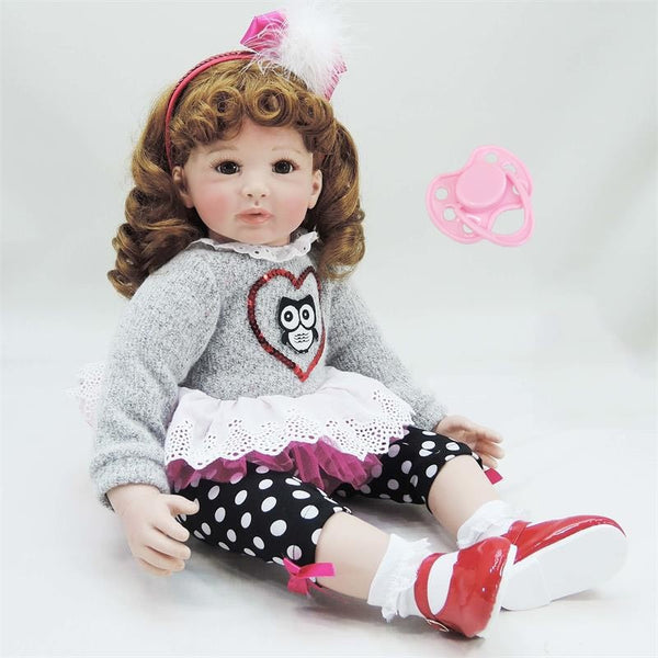 60cm silicone reborn baby doll toy realistic 24inch vinyl princess toddler girl babies doll lovely fashion birthday gift for kid