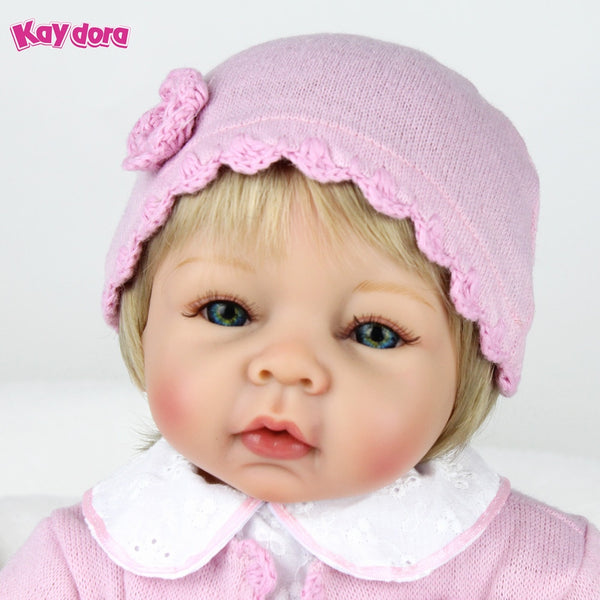 KAYDORA 22 inch 55cm Silicone Reborn Baby Dolls Handmade Vinyl Lifelike Blonde Hair Realistic Kids Reborn Babies Girl Toys Gift
