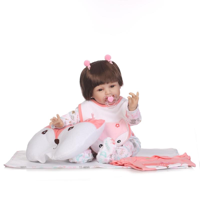 55cm Silicone Reborn Baby Doll Toys With  Cute Pillow Accessories Princess Dolls Lovely Birthday Gift Girls Brinquedos