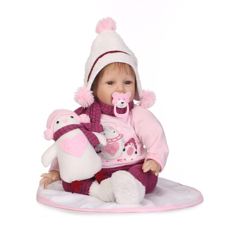 New 55cm Silicone Reborn Baby Doll Toys Lifelike Fashion Princess 22" Princess Dolls Lovely Birthday Gift Girls Brinquedos