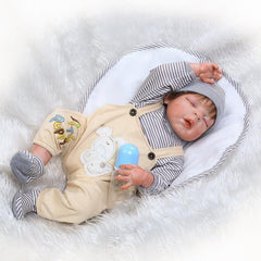 22 inch Sleeping Baby Reborn Doll 55cm Full Silicone Vinyl Realistic Baby Boy Doll with Pacifier Kids Play Toy Doll Xmas Gift