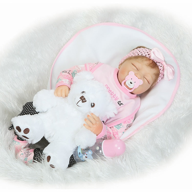 55cm Silicone Reborn Babies Dolls Toy Newborn Girl Sleeping Baby Doll Toy For Kids Girls Brinquedos Lovely Birthday Gift