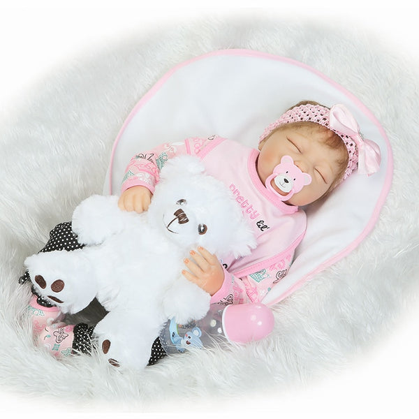 55cm Silicone Reborn Babies Dolls Toy Newborn Girl Sleeping Baby Doll Toy For Kids Girls Brinquedos Lovely Birthday Gift