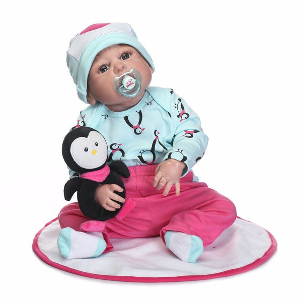 Silicone Full Body Reborn Dolls 22'' Realistic Handmade Baby Doll Boy Kids Toy Kids  for Children Birthday Gift
