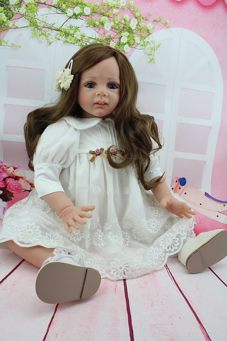 60 cm long hair blue eyes girl doll toys for girls Silicone Reborn dolls Toys 24 inch real doll Reborn baby toy born babies