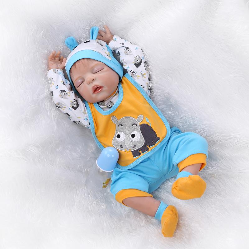 New 55cm Silicone Reborn Baby Doll Full Vinyl Body Bathed Sleeping Baby Alive Newborn Baby Doll Birthday Xmas Gifts Brinquedos
