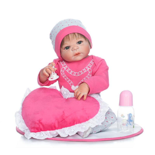 22inch Victoria Lifelike Reborn Baby Doll 55cm Baby Reborn Doll Kids Toy Doll for Birthday Gifts Fashion Pink Doll Toy for Girls