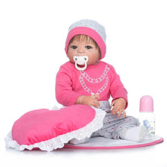 22inch Victoria Lifelike Reborn Baby Doll 55cm Baby Reborn Doll Kids Toy Doll for Birthday Gifts Fashion Pink Doll Toy for Girls