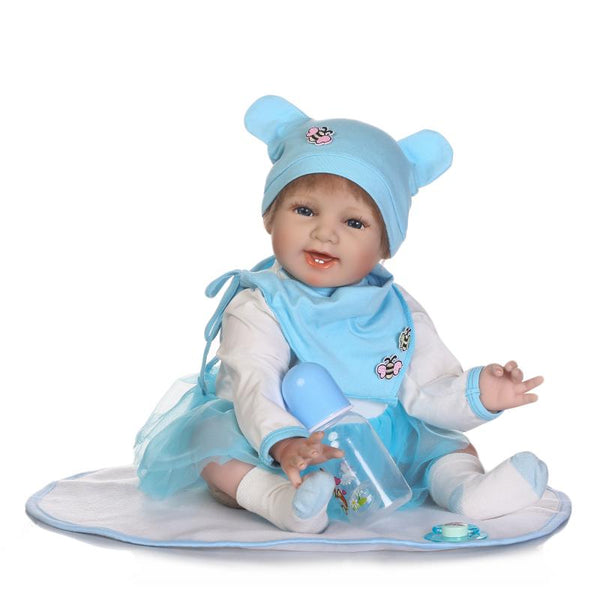 55cm Soft Silicone Reborn Baby Doll Toy Lifelike Smile Newborn Princess Girls Babies Doll Fashion Birthday Gift Kid Present