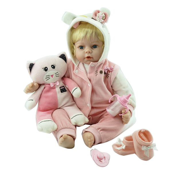 20 inches soft Silicone reborn dolls 50 cm with plush toy lovely girl babies born dolls toys for children gifts birthday present