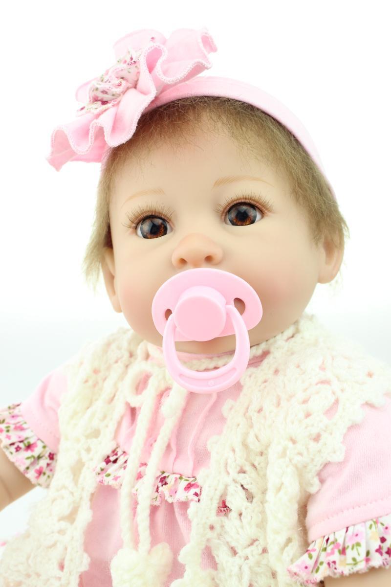 55cm 22 inch pink silicone reborn baby doll toys for girl, lifelike reborn babies play house toy birthday gift girls brinquedos