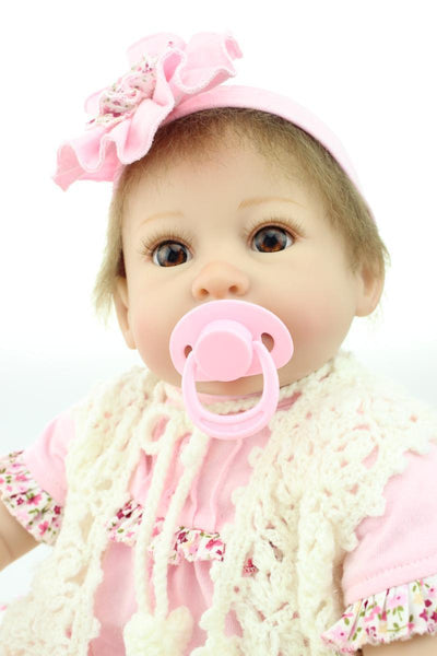 55cm 22 inch pink silicone reborn baby doll toys for girl, lifelike reborn babies play house toy birthday gift girls brinquedos